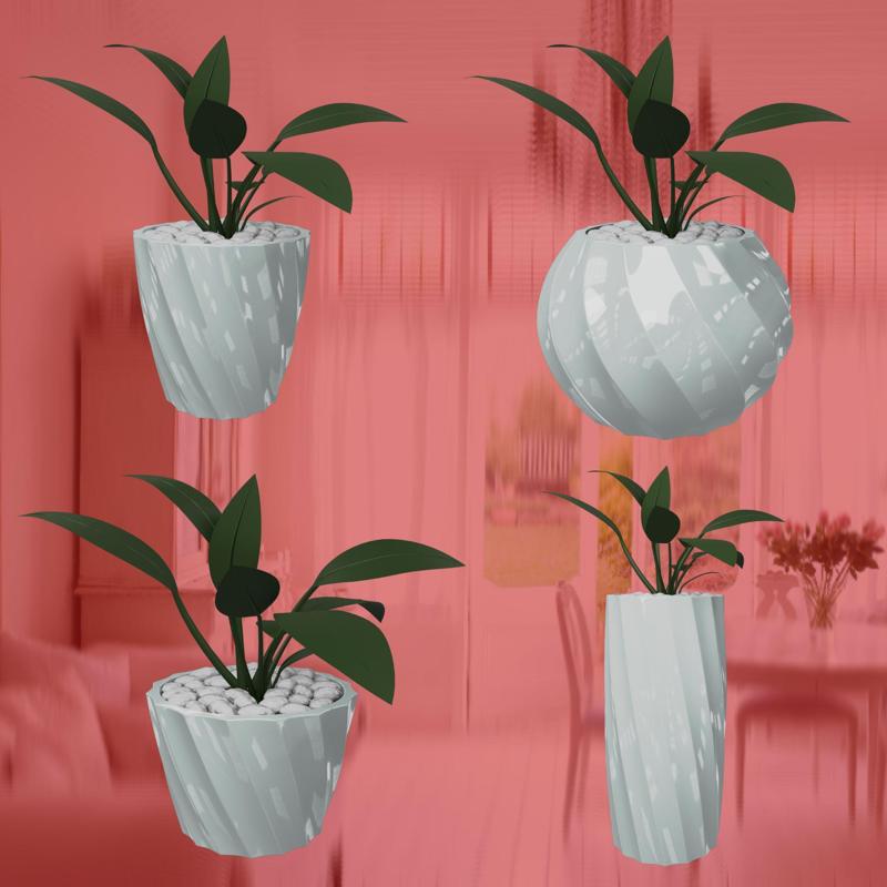 Abstract Planters Lines - 2 Flowerpot Pot