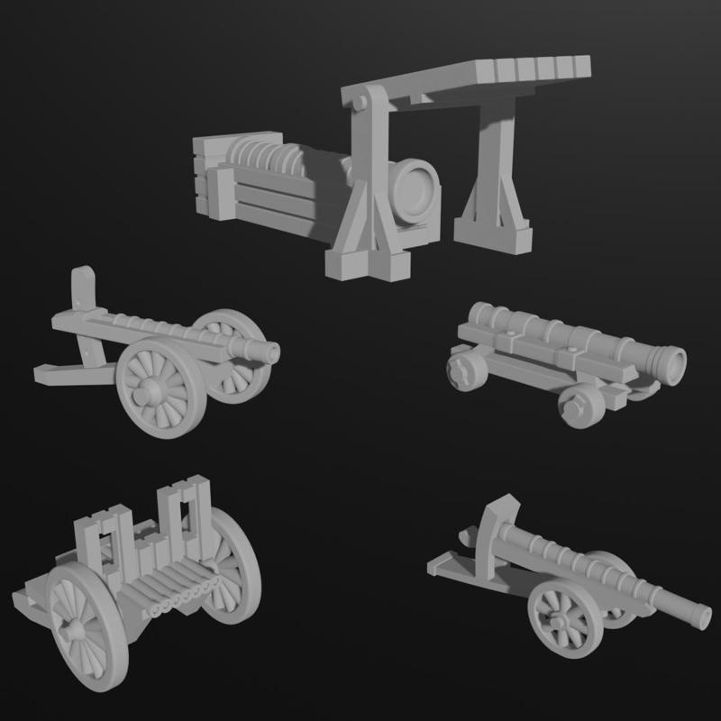 6-15mm Medieval Artillery Set, Earthworks & Crew HYW-16