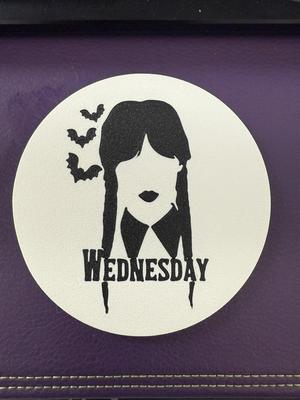 Wednesday Addams Profile with Bats Coaster
