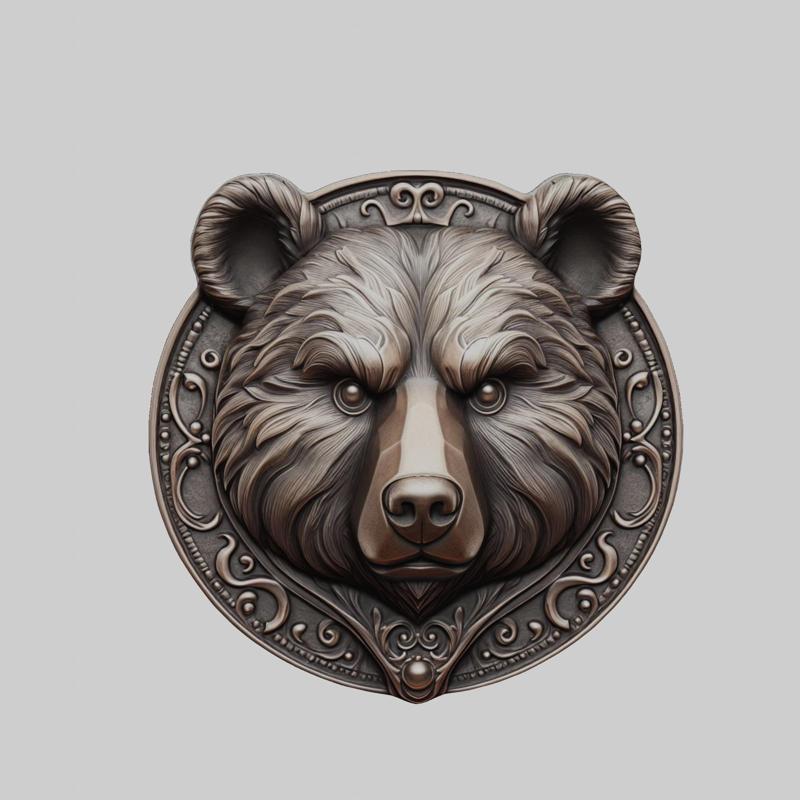 Bear Animal Head Bear Animal Medallion for CNC Router Laser & 3D Printer