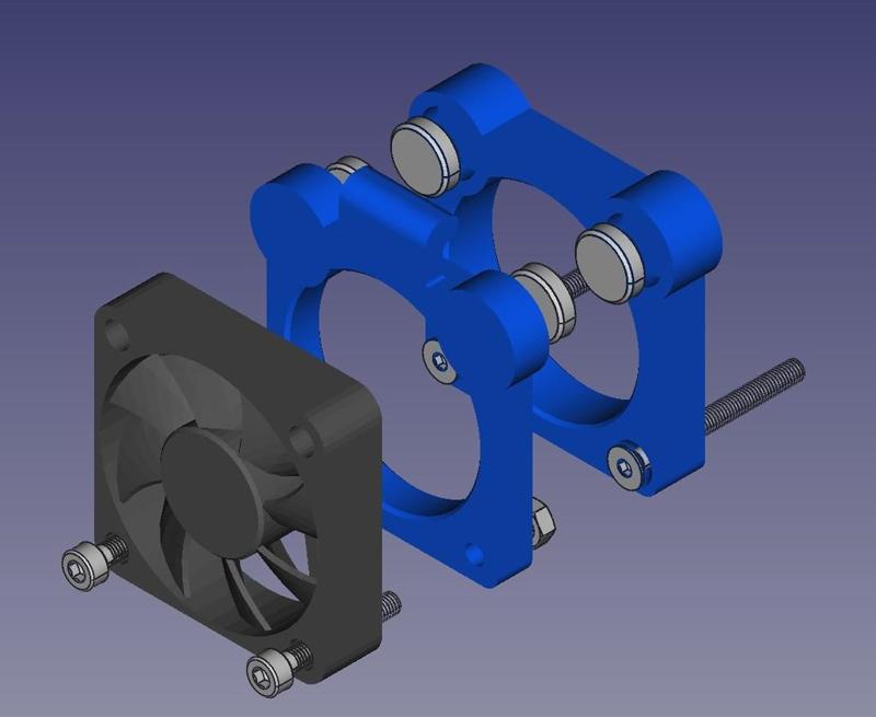 Magnetic Extruder Fan Holder for ANET A6