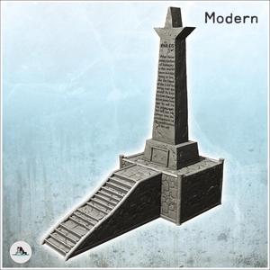Large star-shaped memorial with engraved inscriptions and access staircase (7) - Cold Era Modern Warfare Conflict World War 3 RPG  Post-apo