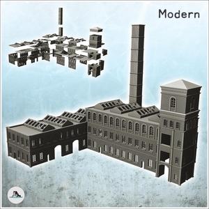 Large modern multi-storey brick industrial plant with chimney (intact version) (13) - Modern WW2 WW1 World War Diaroma Wargaming RPG Mini Hobby