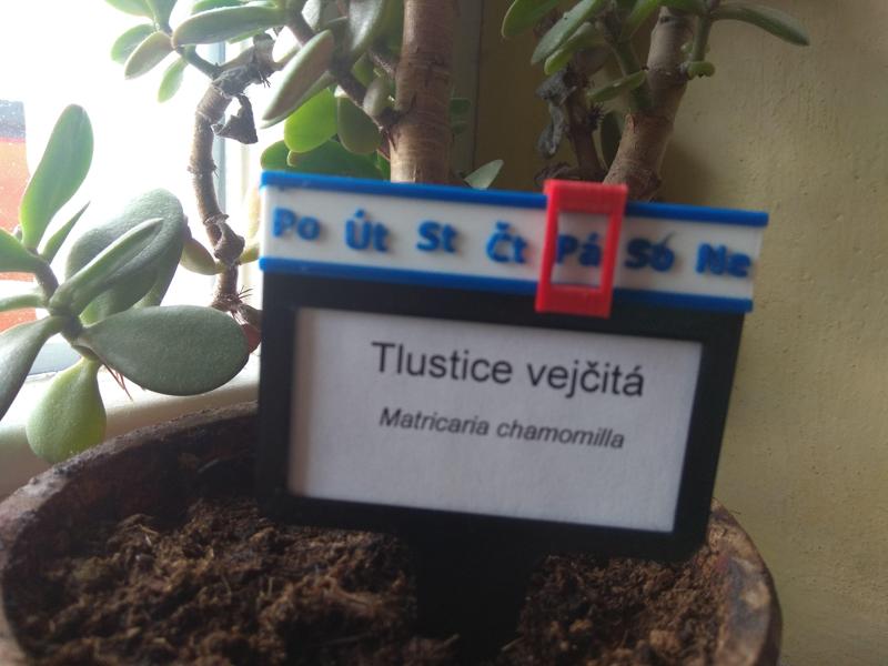 cedulka s ukazatelem posledního zalití