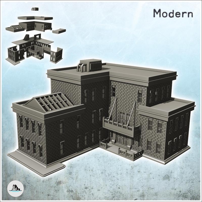 Large brick administration building with wide terrace (5) - Cold Era Modern Warfare Conflict World War 3