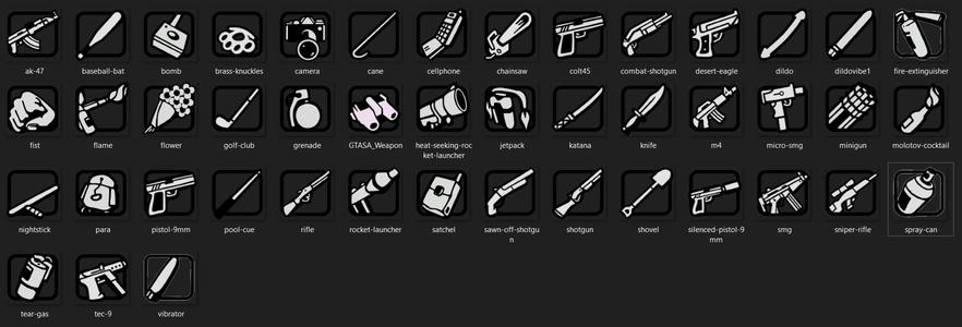 GTA SA Full PACK KEYCHAIN ICONS WEAPONS ( All Weapon Icons keychains)