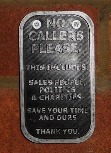No Callers sign
