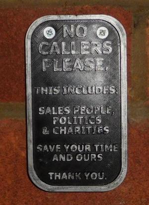 No Callers sign