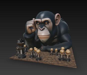 MONO JUGANDO AJEDREZ