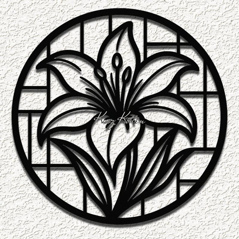 lily flower glass wall art home decor