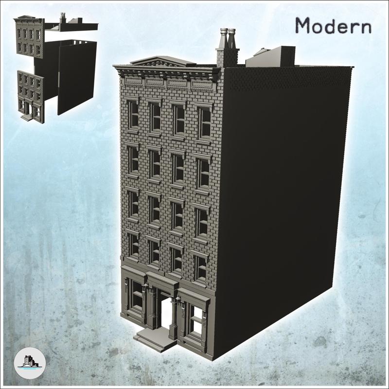 Modern brick building with pediment and chimney (7) - Cold Era Modern Warfare Conflict World War 3