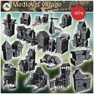 Medieval village pack No. 5 - Medieval Gothic Feudal Old Archaic Saga 28mm 15mm RPG