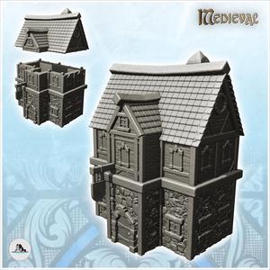 Medieval store with stone base and storey (8) - Medieval Gothic Feudal Old Archaic Saga 28mm 15mm