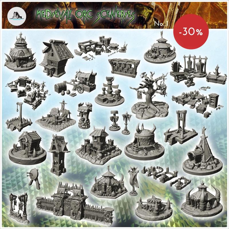 Medieval orc sceneries pack No. 1 - Ork Green Horde Fantasy Beast Chaos Demon Ogre