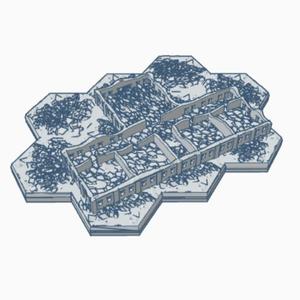 Modern Destroyed Hotel with Hex Base MDHB016