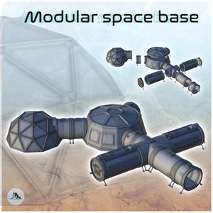 Modular space base with corridor and dome (2) - Future Sci-Fi SF Infinity Terrain Tabletop Scifi