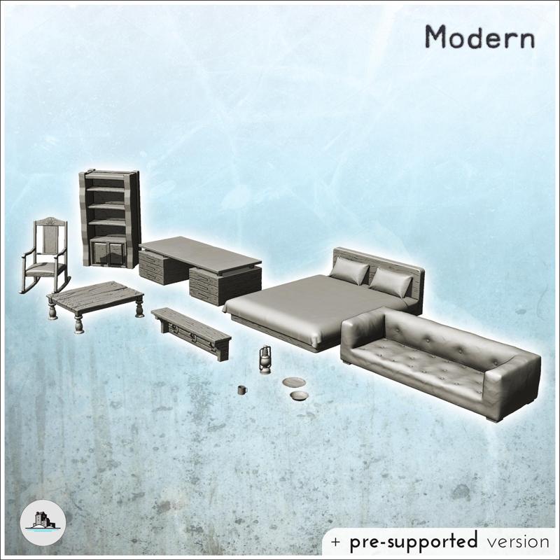 Modern indoor furniture set with bed and sofa (6) - Cold Era Modern Warfare Conflict World War 3 RPG  Post-apo
