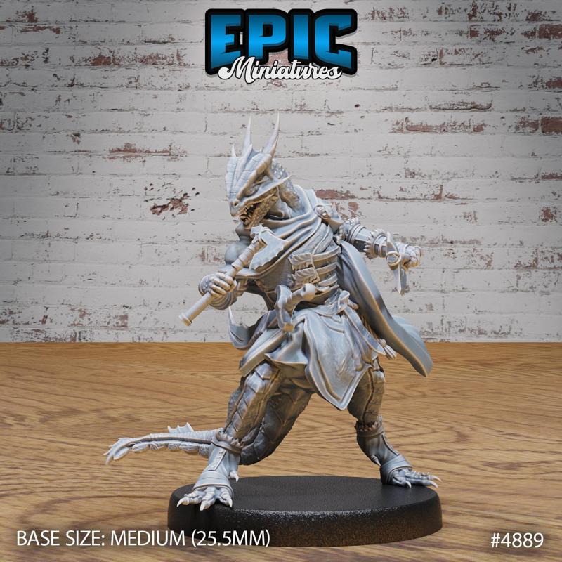 Half-Dragon Adventurer Axes ‧ DnD Miniature ‧ Tabletop Miniatures ‧ Gaming Monster ‧ 3D Model ‧ RPG ‧ DnDminis ‧ STL FILE