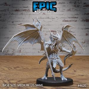 Draconic Demon Gold Staff ‧ DnD Miniature ‧ Tabletop Miniatures ‧ Gaming Monster ‧ 3D Model ‧ RPG ‧ DnDminis ‧ STL FILE