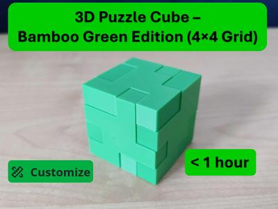 3D Puzzle Cube – Bamboo Green Edition (4×4 Grid)