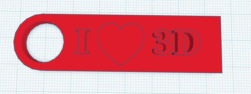 I love 3d - Keychain