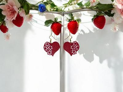 Cute flower heart earrings
