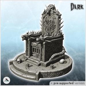 Evil throne with carved stone platform and dragon heads (7) - Creature Darkness War 15mm 20mm 28mm 32mm Medieval Dungeon