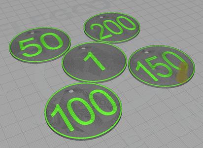 Multi-purpose Number Tags 1-200 (Ø50mm) with Mounting Hole - 3D Printable