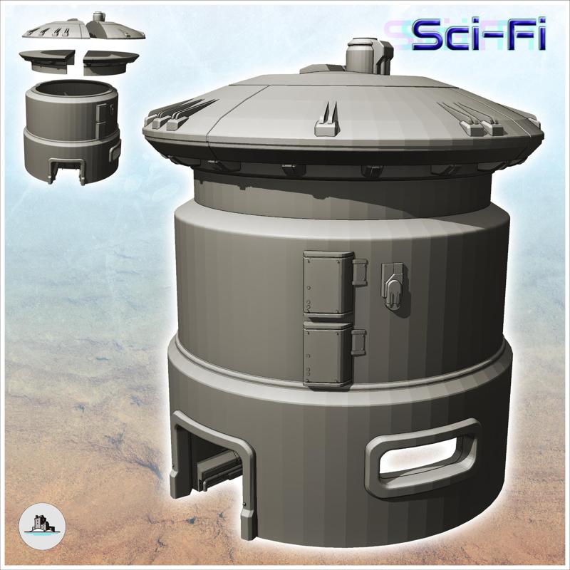 Futuristic tower with spherical roof with large ground floor window (3) - Future Sci-Fi SF Post apocalyptic Tabletop Scifi Wargaming Planetary exploration RPG Terrain