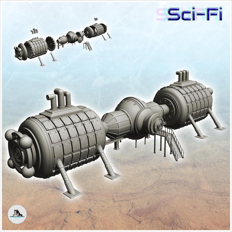 Futuristic base module with pipes and access stairs (26) - Future Sci-Fi SF Post apocalyptic Tabletop Scifi