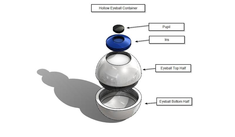 Eyeball Screw together multi-part hollow and solid models