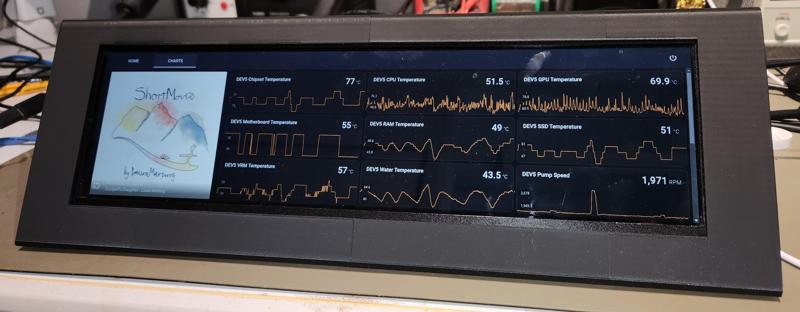 Gridfinity dashboard module for 12.6" 1920x515 ultra-wide touch screen