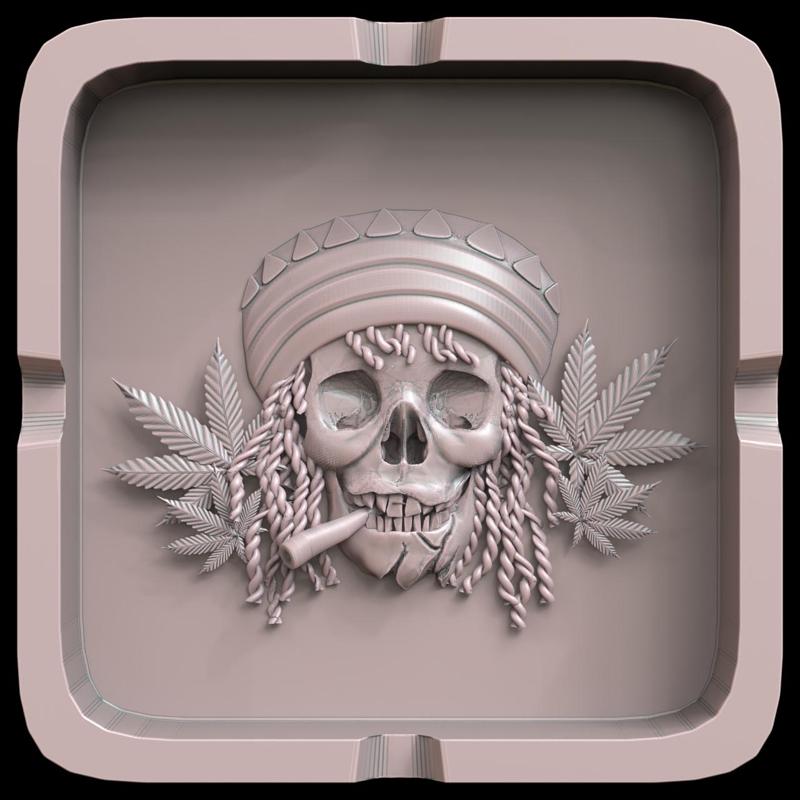 3D Model STL File for CNC Router Laser & 3D Printer Skull Ashtray