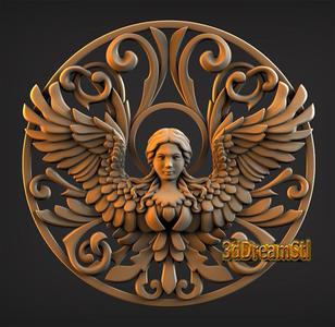 winged angel STL model, CNC router engraver, artcam, Aspire, cnc files, wood, art, wall decor, CNC