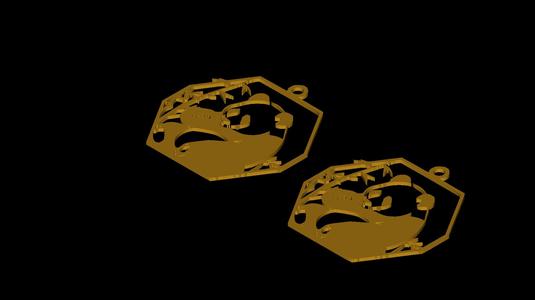 Panda Bear Bamboo Hexagon Pendant Art