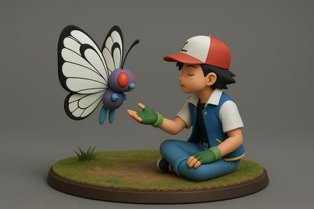 Ash and butterfree farewell pokemon