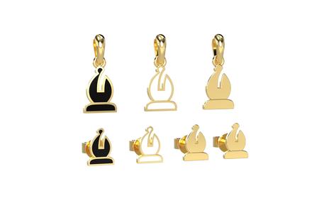 Bishop pendant and earrings chess set 3D print model