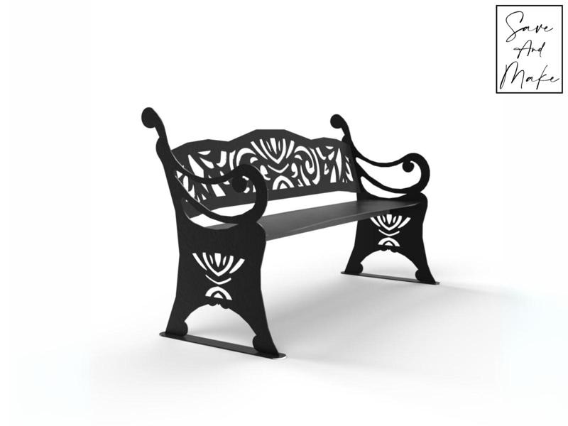Park Bench files - "Harmonia" -  DXF / svg / step / Manufacturing plan / Solidworks / OBJ - Cnc Laser and Plasma Cut - Design 2D & 3D
