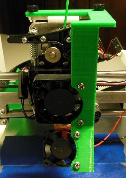 Printrbot Play 40mm Extruder Fan plus 30mm PLA Fan mount.