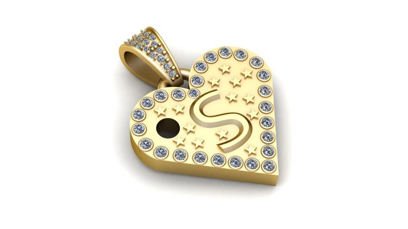 S GOLD HEART PENDANT  3d printable model