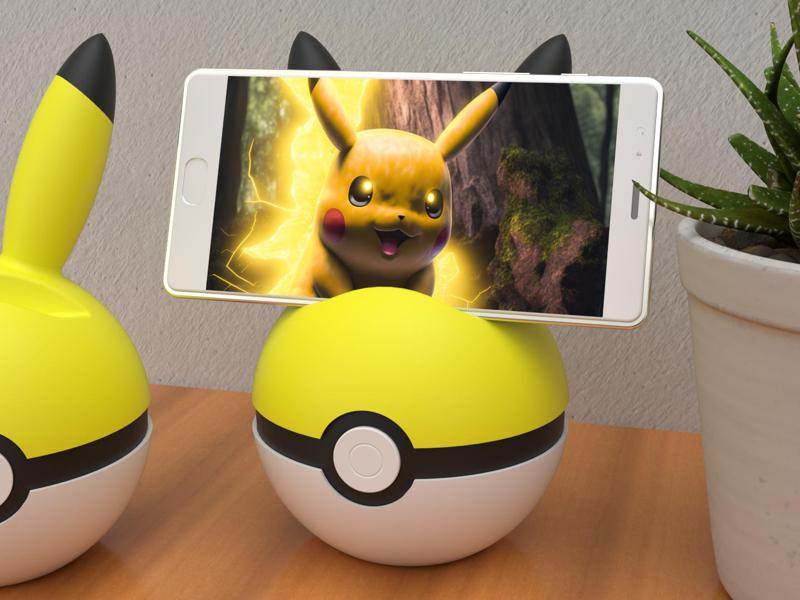PikaBall Phone Holder: Pikachu Pokeball Design