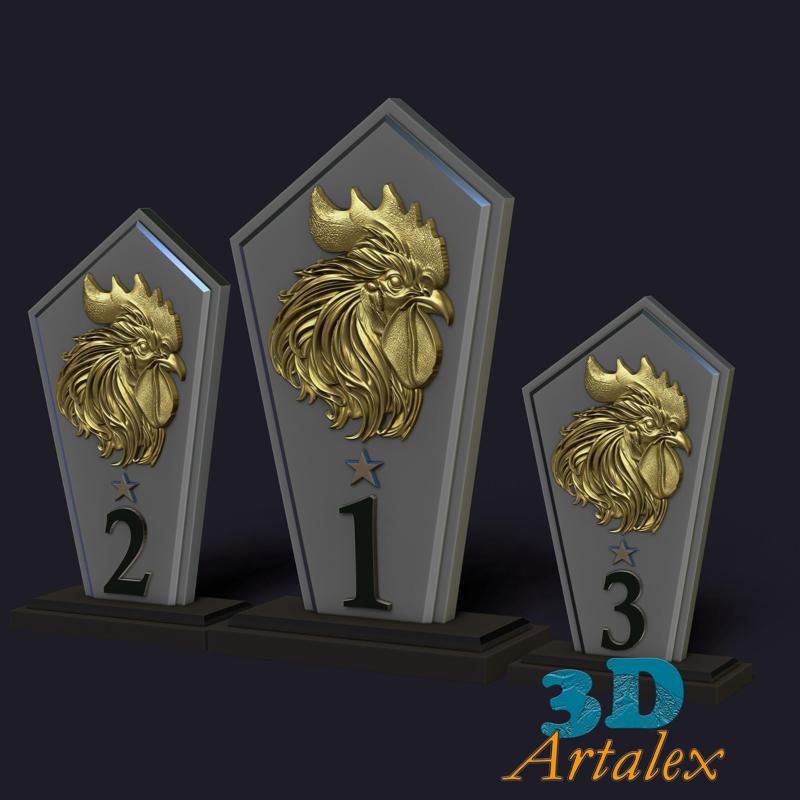 PACK, ROOSTER TROPHY, PRIZES, CUP, AWARDS