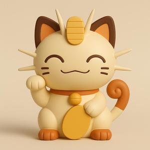 Meowth Maneki-Neko POKEMON Kawaii Meowth - 3D Lucky Charm