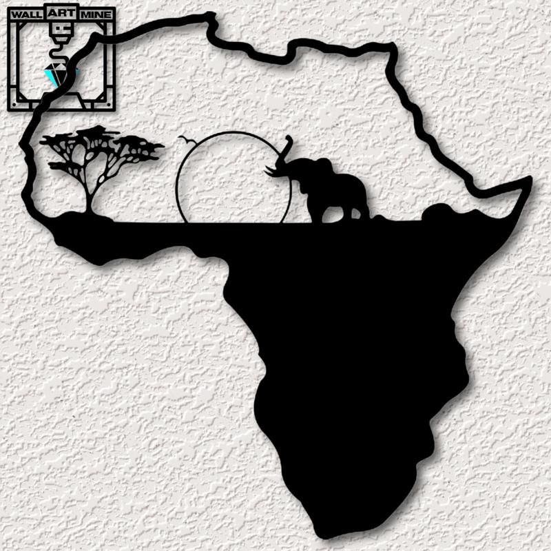 Africa wall art African Wall decor Map 2d art