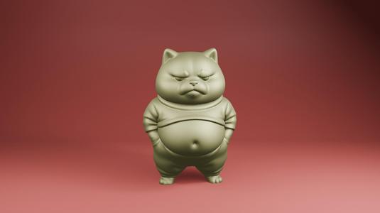 Grumpy Chubby Cat in Tracksuit – 3D Printable STL Model