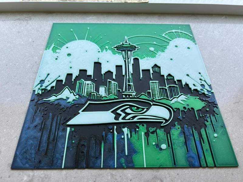Seahawks logo w/ skyline hueforge