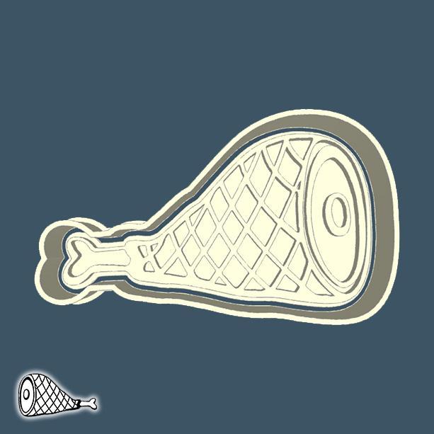 Food & drinks cookie cutters - ham with bone (style 1)