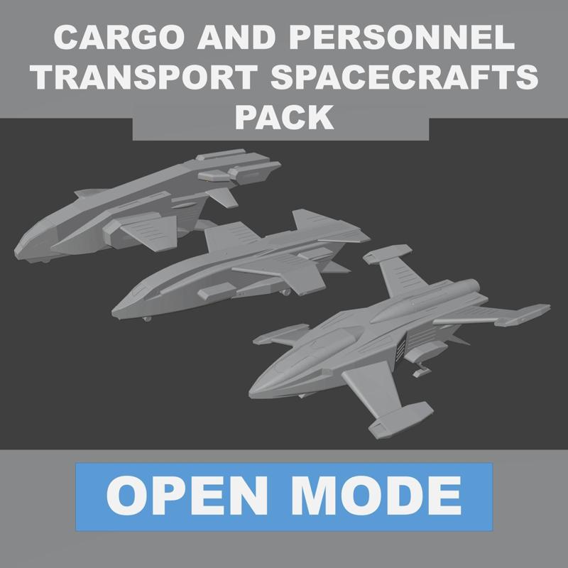 3 CARGO TRANSPORT SPACECRAFTS PACK 1 OPEN MODE