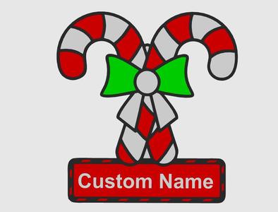 Christmas Candy Canes with Bow and Name Plate – Festive Decoration