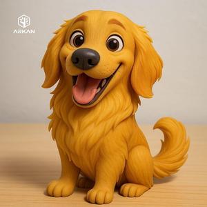 Happy Golden Retriever Figurine – 3D Print Ready